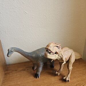 Dinosaur Lot Of 2 Brachiosaurus Trex 15 Inch Toys Worn